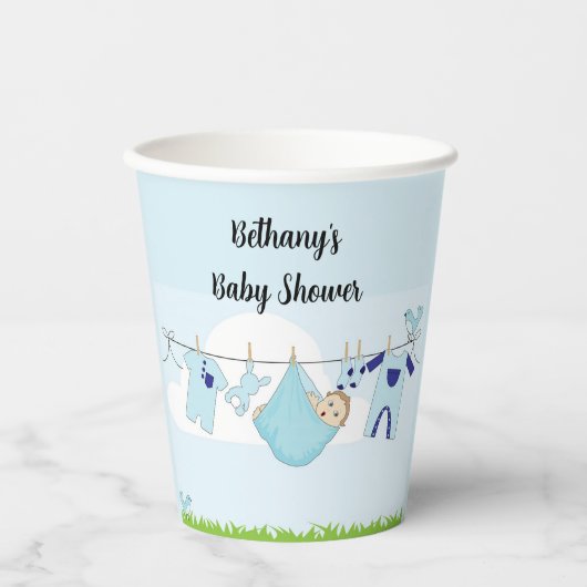 Babydusche oder Papiertücher Pappbecher (Vorderseite)