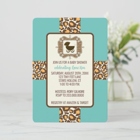 Babydusche oder Party Einladungen zum Geschlechtsv (Stehend Vorderseite)