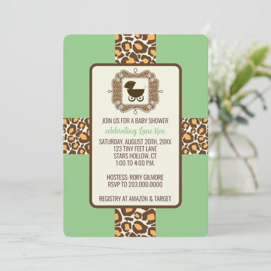 Babydusche oder Party Einladungen zum Geschlechtsv (Stehend Vorderseite)