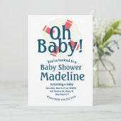 Babydusche Oh Baby Ozeaneinladung Einladung (Stehend Vorderseite)