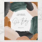 Babydusche Oh Terracotta abstrakt gestrichen Weinetikett (Einzelnes Label)