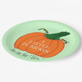 Babydusche Orange Pumpkin Green Pappteller