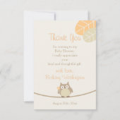 Babydusche Owl Danke für Ihr neutrales Geschlecht Einladung (Rückseite)