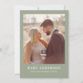 Babydusche Pampas Gras Modernes Weizengrün Foto Einladung (Rückseite)