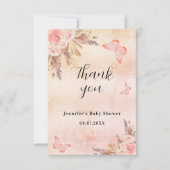 Babydusche Pampas Gras Rose Goldflorchen boho Dankeskarte (Vorderseite)