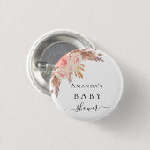 Babydusche Pampas Gras Rose Goldflorchen weiß Button (Vorne & Hinten)