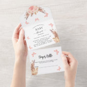 Babydusche Pampas Schmetterling Blumenbillard Tomb All In One Einladung (Abreißen)