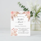 Babydusche Pampelgras Teddybär Einladung (Stehend Vorderseite)