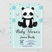 Babydusche Panda Sitting und Blue Polka Dots
