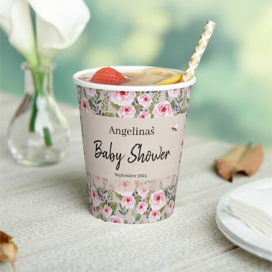 Babydusche Papier Cup mit niedlichem Design. Pappbecher (In Situ)