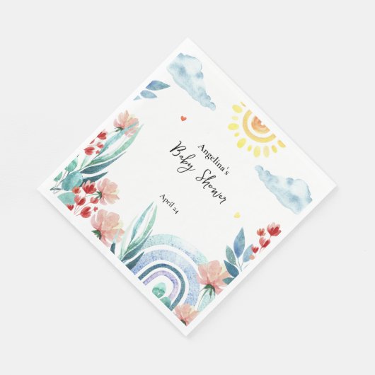 Babydusche Papier Napkin mit Design. Serviette (Ecke)