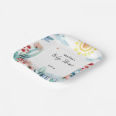 Babydusche Papierplatte mit Aquarellfarbe Pflanze. Pappteller (Gewinkelt)