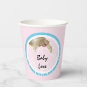 Babydusche Papiertüten "Turtle Pink/Blue" 8 oz. Pappbecher (Vorderseite)