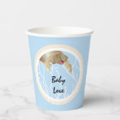 Babydusche Papiertüten "Turtle Tan/Blue" 8 oz. Pappbecher (Vorderseite)