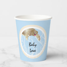 Babydusche Papiertüten "Turtle Tan/Blue" 8 oz.