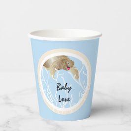 Babydusche Papiertüten "Turtle Tan/Blue" 8 oz. Pappbecher