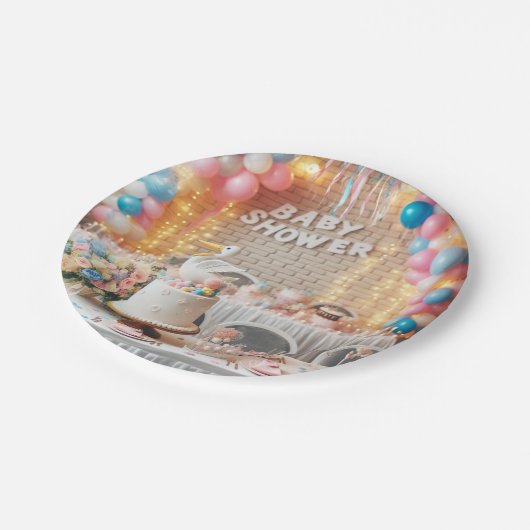 Babydusche Pappteller (Schrägansicht)