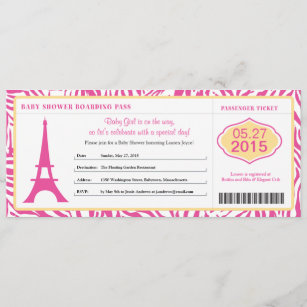 Babydusche Paris Boarding Pass Einladung