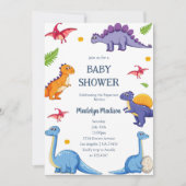 Babydusche Party, Blue Dinosaurier Einladung (Vorderseite)