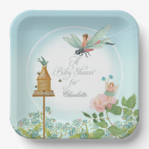 Babydusche Party Dekoration Girl Fairy Garden Bees Pappteller