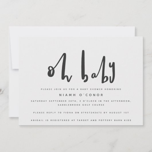 Babydusche, Party Einladung (Vorderseite)