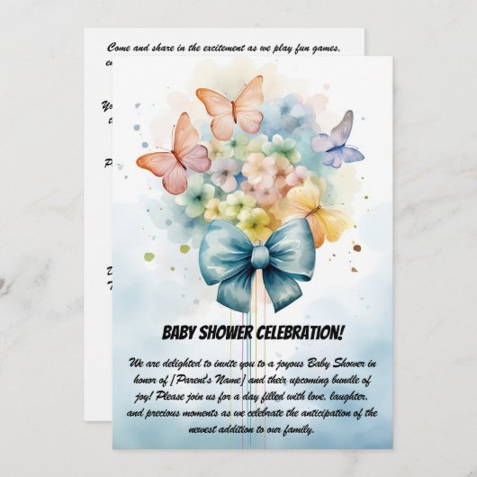 Babydusche Party Einladung (Vorne/Hinten)