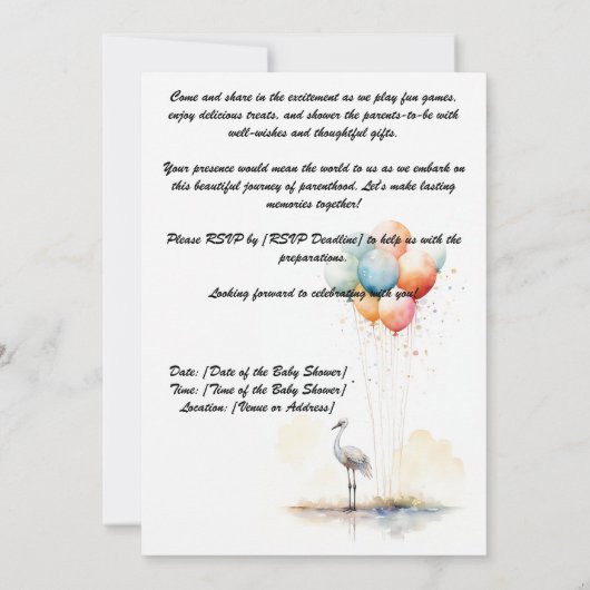 Babydusche Party Einladung (Rückseite)