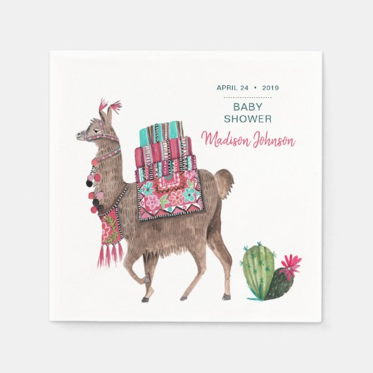 Babydusche Party | Llama | Paper Napkins Serviette (Vorderseite)