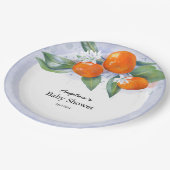 Babydusche Party mit Mandarine Pappteller (Schrägansicht)