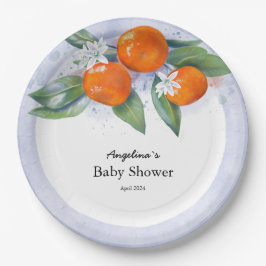 Babydusche Party mit Mandarine Pappteller