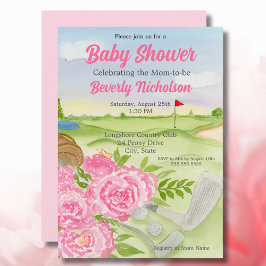Babydusche Party Peonies auf Golfplatz Einladung