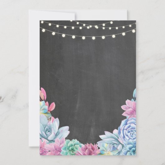 Babydusche Party Succulents Floral Chalk Einladung (Rückseite)