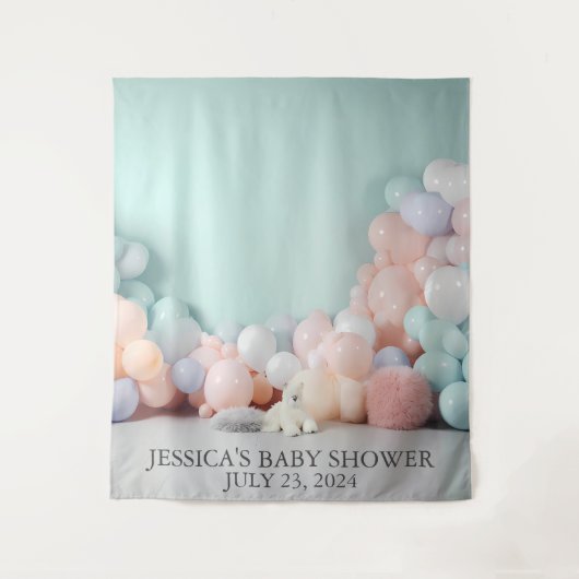 Babydusche Pastell Ballon Hintergrund Wandteppich (Vorderseite)