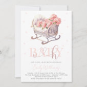 Babydusche pastellfarben Baby Basket Einladung (Vorderseite)