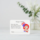 Babydusche Patriotic Red White Blue Diaper Raffle Begleitkarte (Stehend Vorderseite)