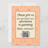 Babydusche Peach Yellow Geometric QR Code Einladung (Vorderseite)