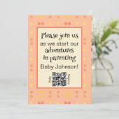 Babydusche Peach Yellow Geometric QR Code Einladung (Stehend Vorderseite)