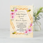 Babydusche per E-Mail Mutter, um ein gelbes Blumen Einladung (Stehend Vorderseite)