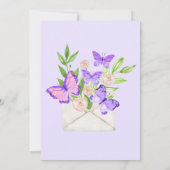 Babydusche per Mail Butterfly Umschlag Lila Einladung (Rückseite)