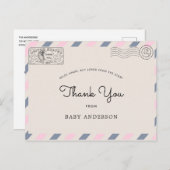 Babydusche per Mail Danke Pink Blue Postcard Postkarte (Vorne/Hinten)