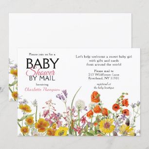 Babydusche per Mail farbenfrohe wilde Blume Einladung