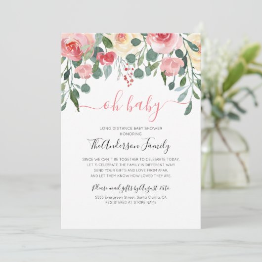 Babydusche per Mail lange Entfernung Einladung (Stehend Vorderseite)