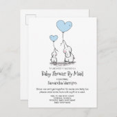 Babydusche per Mail Mama Baby Elephant Blue Einladungspostkarte (Vorne/Hinten)