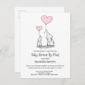 Babydusche per Mail Mama & BabyElefanten Einladungspostkarte (Vorne/Hinten)