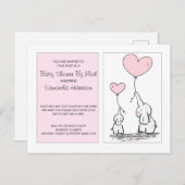 Babydusche per Mail Mama Babyelefone rosa Einladungspostkarte (Vorne/Hinten)
