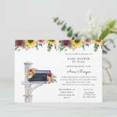 Babydusche per Mail Rose und Sonnenblumen in der M Einladung (Stehend Vorderseite)