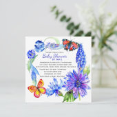 Babydusche per Mail Wasserfarbe Lila blau Einladung (Stehend Vorderseite)