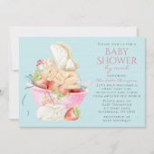 Babydusche per Mail Wasserfarbe Mädchen Kaninchen Einladung (Vorderseite)