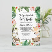 Babydusche per Post | Niedlich Masked Safari Frien Einladung (Stehend Vorderseite)