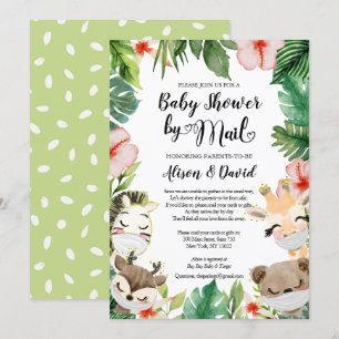 Babydusche per Post Niedlich Masked Safari Frien Einladung
